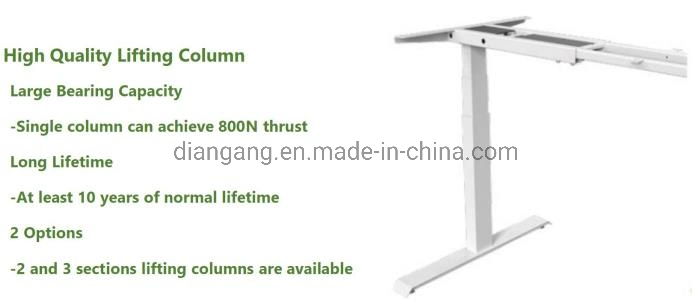 Double Working Stations Height Adjustable Standing Desk with Main Engine Suspension Hanger