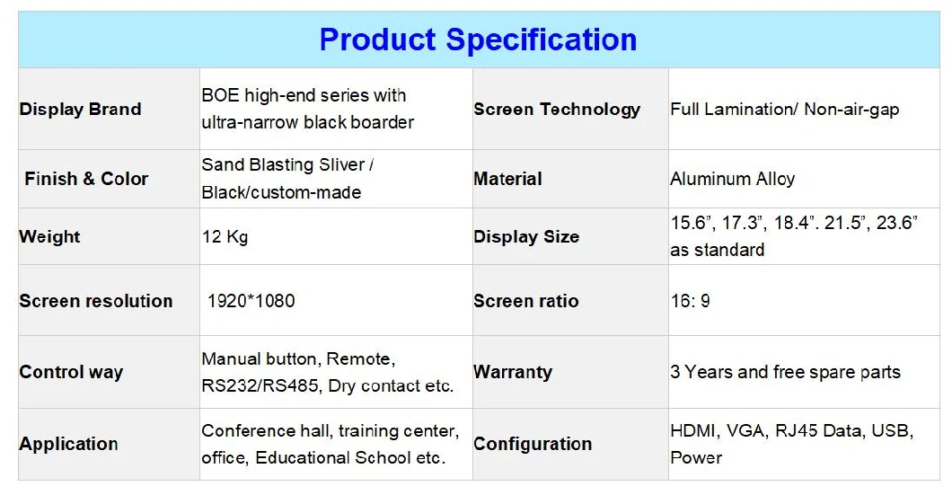 Conference System FHD Ultra-Slim Black Border Monitor Retractable Motorized Monitor Lift Pop up Screen with Touch Screen for Paperless Conference