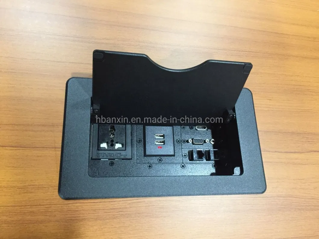 Rectangular Flip up Damped Multimedia Socket for Conference Table