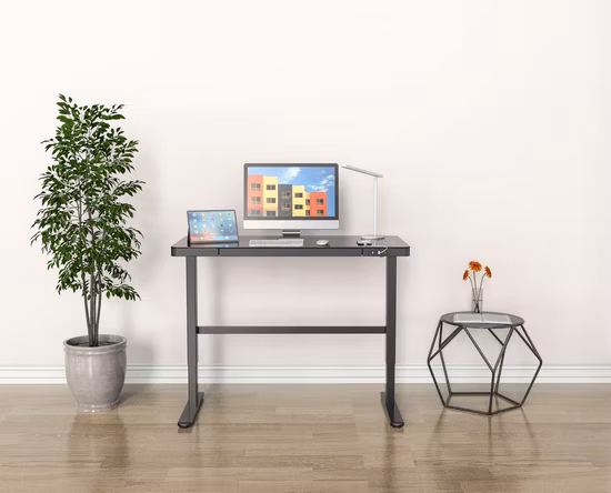 Mesa de pé com altura ajustável de estações de trabalho duplas com gancho de suspensão do motor principal